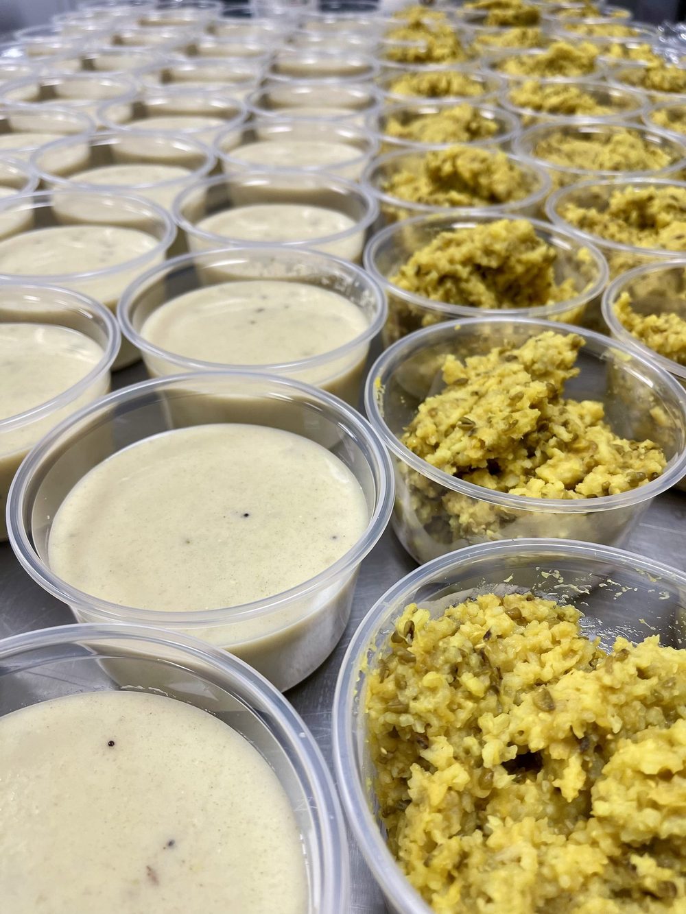 Portioned kadhi and khichdi