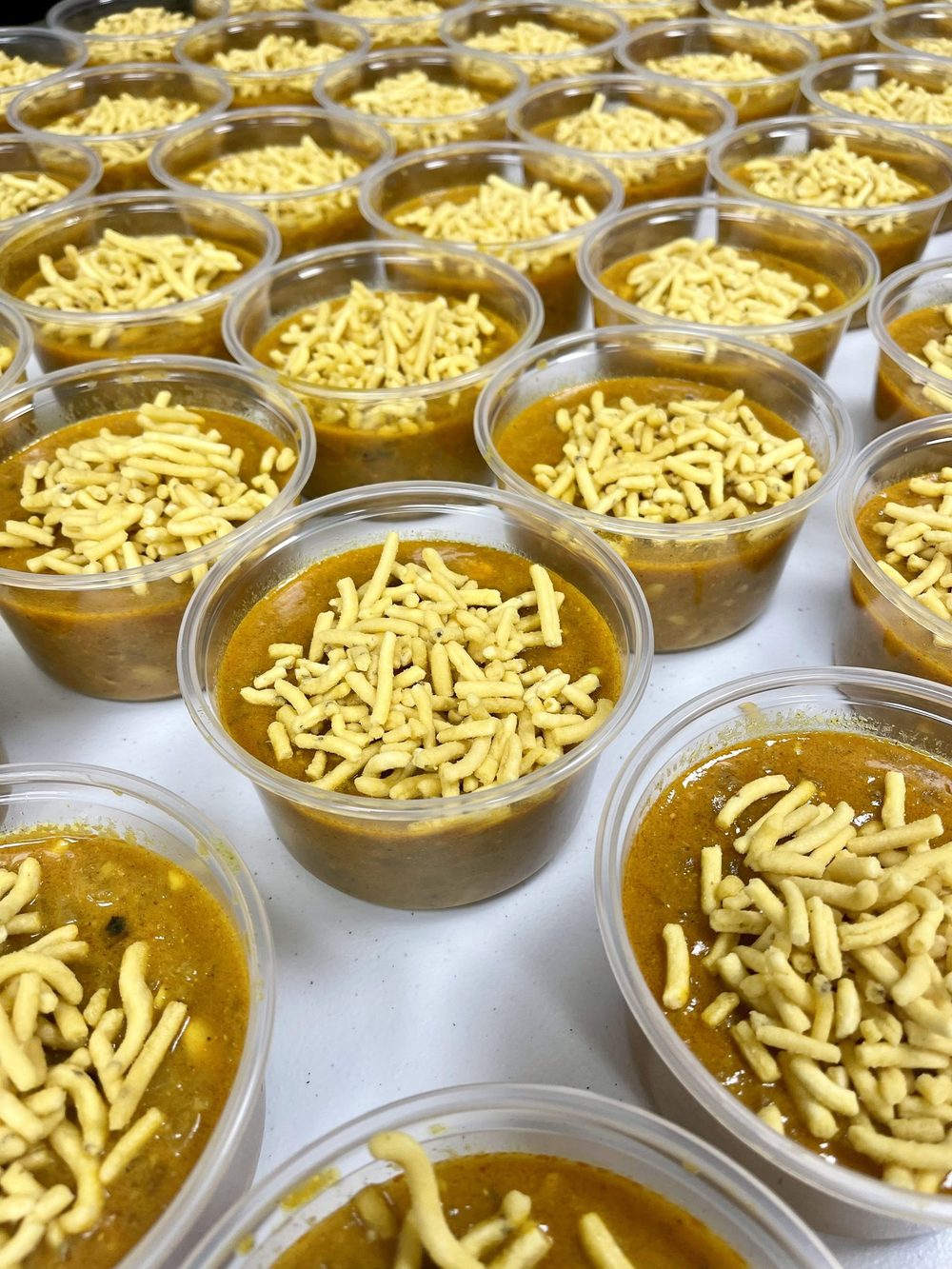 Sev usal cups topped with fine sev